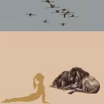 LOW_30_canvas_8f9e9d_Abyss-solid-UPP_70_canvas_e2c4a6_Apricot_illusion-p1-girlFloorStetching-colourised_180PC_mustardGoldDarkened-sepia070-flamingos-sepia080-pairOfSleepingLions.avif