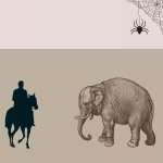 LOW_30_canvas_eee2dd_Bridal_blush-hoffman-UPP_70_canvas_b7a793_Humus-subtle-surface-sepia120-manOnHorseback-sepia080-peskySpiderAndWeb-sepia070-elephantDrawing.avif