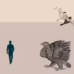 LOW_30_canvas_f3dfca_Ecru-fancy-deboss-UPP_70_canvas_d7b8ab_Cameo_rose-cloth-alike-sepia180-manWalking-sepia080-twoBirdsOnABranch-eagleDrawing.avif