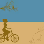 LOW_50_canvas_3686a0_Blue_moon-noise-lines-UP_50_canvas_d6af66_Ochre-stitched-wool-sepia050-bicycleAndFemaleRider-sepia050-catInATreeWatchingBirds-sepia080-catOutline.avif