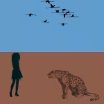 LOW_50_canvas_539ccc_Bonnie_blue-dark-matter-UP_50_canvas_834f3d_Brown_patina-flower-trail-sepia120-womanInShortDress-flamingos-sepia080-leopardDrawing.avif