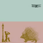 LOW_50_canvas_aacebc_Mist_green-cream-dust-UP_50_canvas_bd7b74_Desert_sand-cross-scratches-sepia050-maleSaxPlayerWithDog-niceLittleBiPlane-sepia050-porcupine.avif