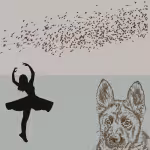 LOW_50_canvas_cabeb5_Gray_morn-cardboard-flat-UP_50_canvas_c1cec1_Green_lily-grey-washed-wall-sepia090-ballerina-sepia070-SkyDwellers-birds-sepia070-alsationDogLineDrawing.avif