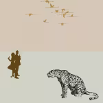 LOW_50_canvas_dfd1bb_Angora-soft-wallpaper-UP_50_canvas_d6dec9_Canary_green-shine-dotted-sepia060-coupleWIthGuns-flamingos-colourised_180PC_mustardGoldDarkened-leopardDrawing.avif